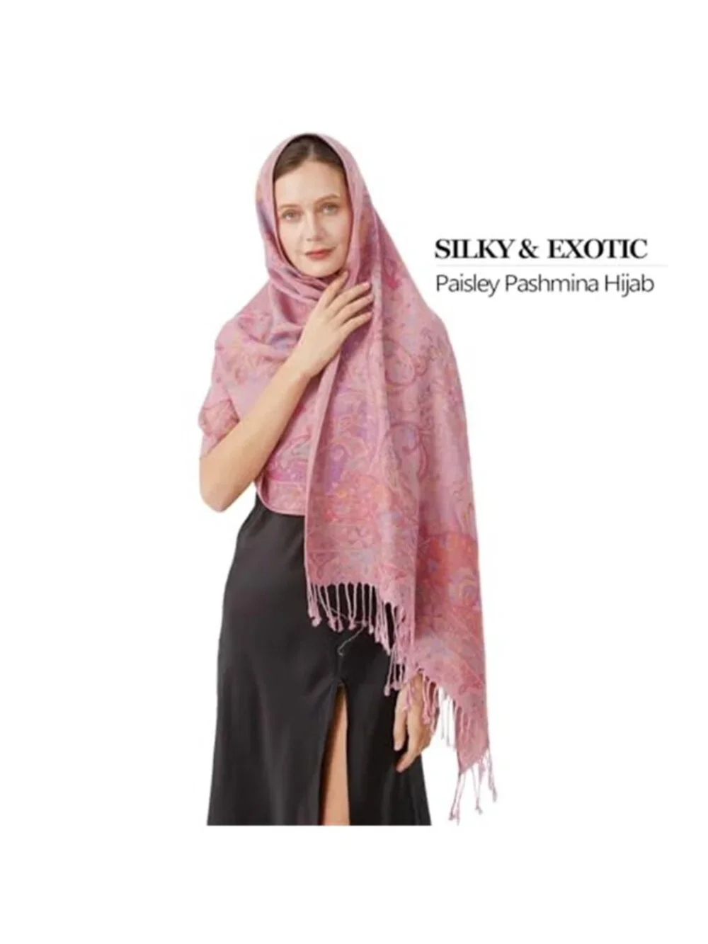 Paisley Pashmina Rave Shawl Scarf-Women's Reversible Ethnic Jacquard Pashmina